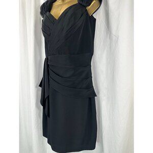 NWT Kay Unger Silk Cocktail Dress 12 Off the Shoulder Black Minimalist 100% Silk